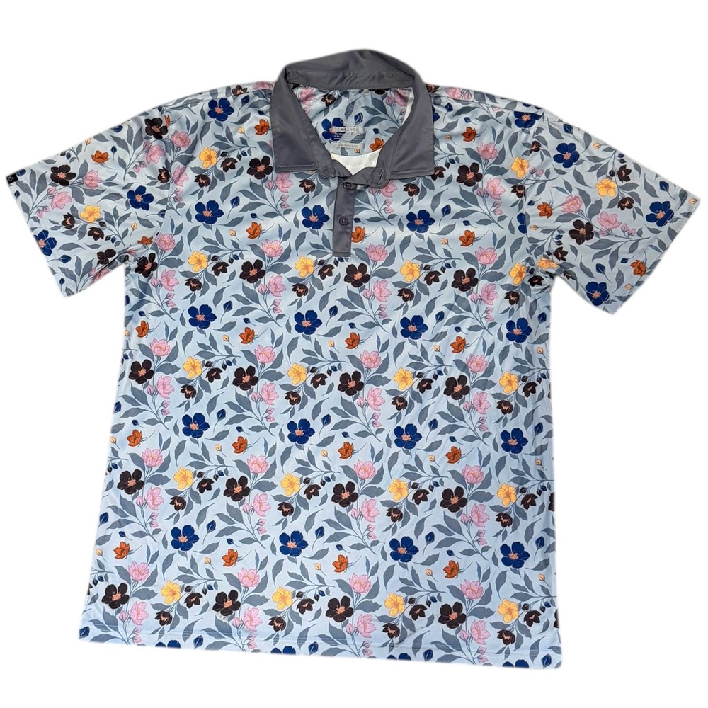Swannies Floral‎ Men's Polo Shirt with Gray Collar Size XL